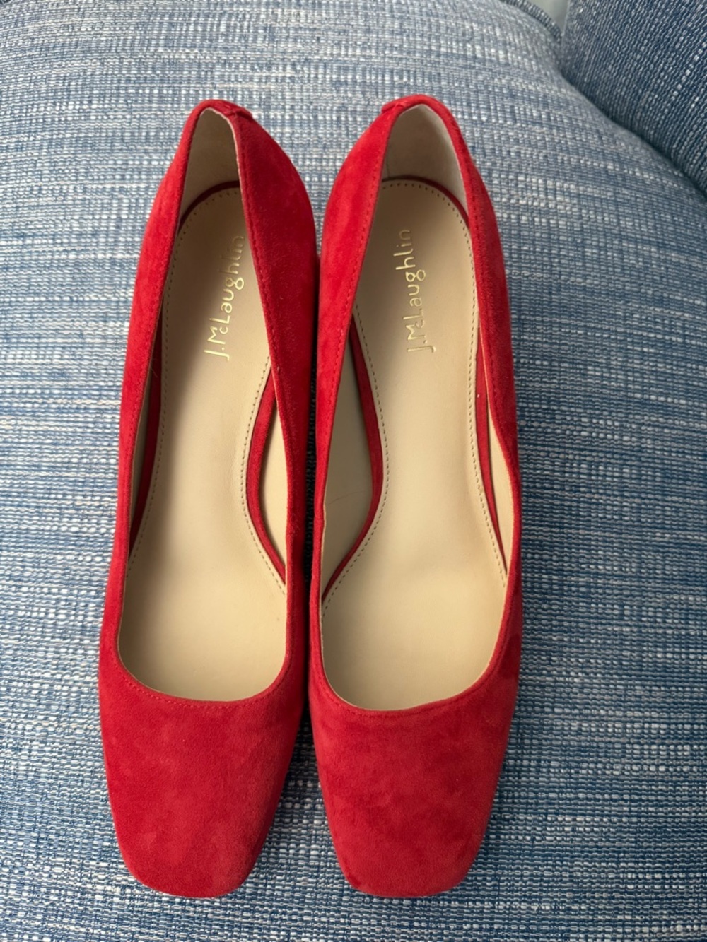 Red Suede Block Heel Square toe- EUC - Picture 3 of 7